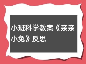 小班科學(xué)教案《親親小兔》反思