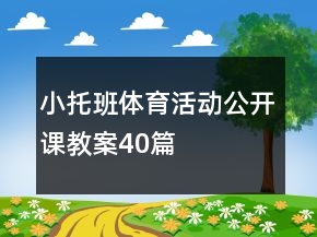 小托班體育活動(dòng)公開課教案40篇
