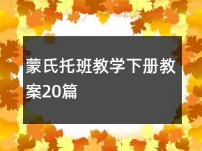 蒙氏托班教學(xué)下冊教案20篇
