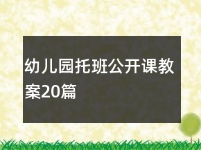 幼兒園托班公開課教案20篇