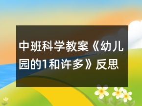 中班科學(xué)教案《幼兒園的1和許多》反思