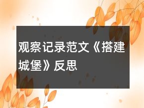 觀察記錄范文《搭建城堡》反思