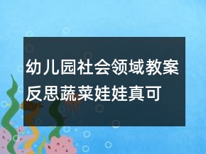 幼兒園社會(huì)領(lǐng)域教案反思：蔬菜娃娃真可愛