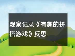 觀察記錄《有趣的拼搭游戲》反思