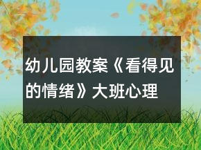 幼兒園教案《看得見的情緒》大班心理健康