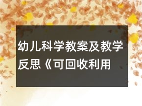 幼兒科學(xué)教案及教學(xué)反思《可回收利用的垃圾》
