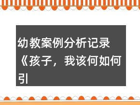 幼教案例分析記錄 《孩子，我該何如何引導(dǎo)你》