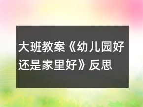 大班教案《幼兒園好還是家里好》反思