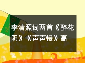李清照詞兩首《醉花陰》《聲聲慢》高效導(dǎo)學(xué)案一等獎(jiǎng)