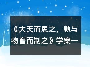 《大天而思之，孰與物畜而制之》學(xué)案一等獎(jiǎng)