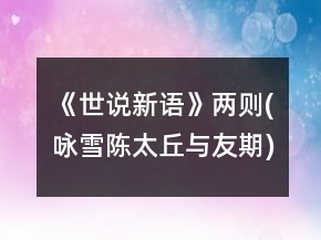 《世說新語》兩則(詠雪,陳太丘與友期)說課稿一等獎
