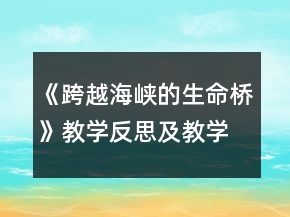 《跨越海峽的生命橋》教學(xué)反思及教學(xué)設(shè)計(jì)一等獎(jiǎng)