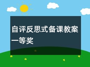 自評反思式備課教案一等獎