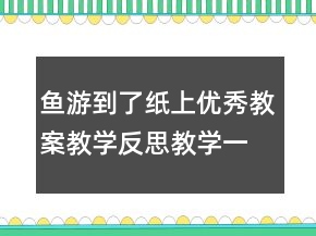 魚游到了紙上優(yōu)秀教案教學(xué)反思教學(xué)一等獎
