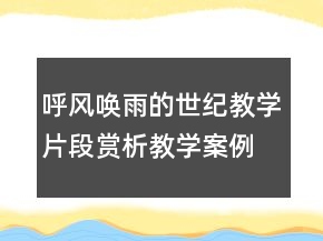 呼風(fēng)喚雨的世紀(jì)教學(xué)片段賞析教學(xué)案例反思一等獎(jiǎng)