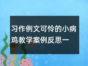 習(xí)作例文：可憐的小病雞教學(xué)案例反思一等獎