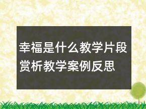 幸福是什么教學片段賞析教學案例反思一等獎