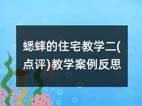 蟋蟀的住宅教學(xué)二(點(diǎn)評(píng))教學(xué)案例反思一等獎(jiǎng)