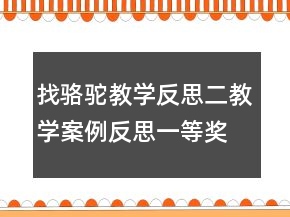 找駱駝教學(xué)反思二教學(xué)案例反思一等獎