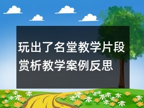 玩出了名堂教學(xué)片段賞析教學(xué)案例反思一等獎(jiǎng)
