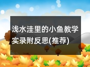 淺水洼里的小魚教學(xué)實錄附反思(推薦)教學(xué)實錄一等獎