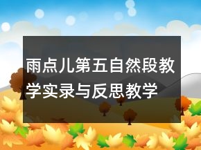 雨點(diǎn)兒第五自然段教學(xué)實(shí)錄與反思教學(xué)實(shí)錄一等獎(jiǎng)