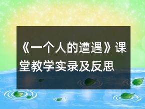 《一個(gè)人的遭遇》課堂教學(xué)實(shí)錄及反思一等獎(jiǎng)