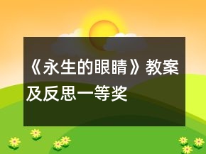 《永生的眼睛》教案及反思一等獎