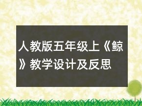 人教版五年級上《鯨》教學(xué)設(shè)計(jì)及反思一等獎(jiǎng)
