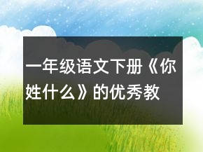 一年級語文下冊《你姓什么》的優(yōu)秀教學(xué)設(shè)計一等獎
