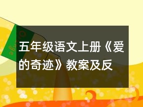 五年級語文上冊《愛的奇跡》教案及反思一等獎(jiǎng)
