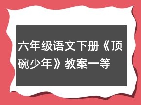 六年級(jí)語(yǔ)文下冊(cè)《頂碗少年》教案一等獎(jiǎng)