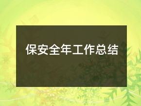 保安全年工作總結(jié)