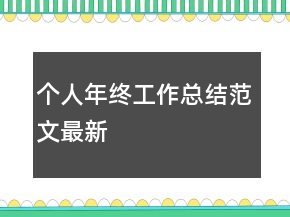 個人年終工作總結(jié)范文最新