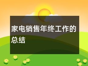 家電銷售年終工作的總結(jié)