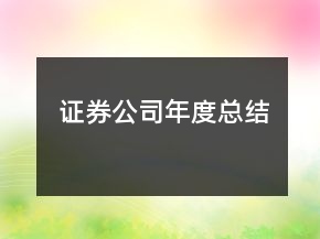 證券公司年度總結(jié)