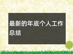 最新的年底個人工作總結(jié)