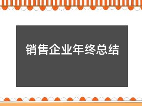 銷售企業(yè)年終總結(jié)
