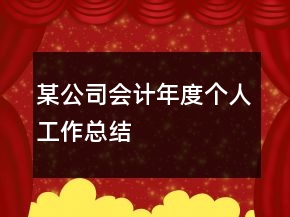 某公司會(huì)計(jì)年度個(gè)人工作總結(jié)