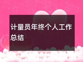 計(jì)量員年終個(gè)人工作總結(jié)