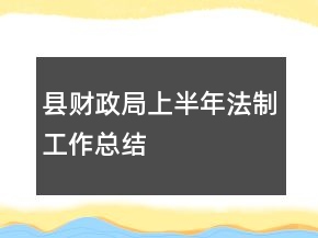 縣財(cái)政局上半年法制工作總結(jié)