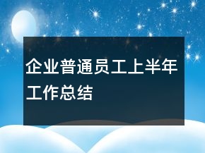 企業(yè)普通員工上半年工作總結(jié)