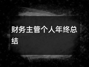 財(cái)務(wù)主管個(gè)人年終總結(jié)
