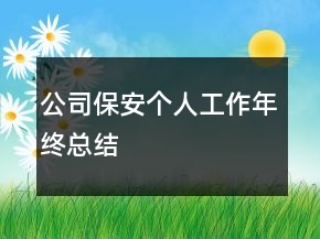 公司保安個(gè)人工作年終總結(jié)