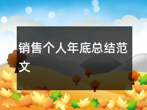 銷售個人年底總結(jié)范文