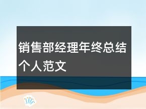 銷售部經(jīng)理年終總結(jié)個人范文