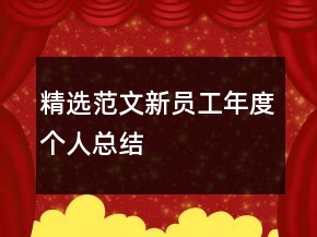 精選范文新員工年度個人總結(jié)