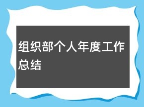 組織部個人年度工作總結(jié)