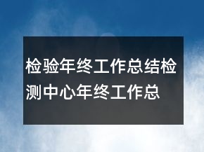 檢驗年終工作總結檢測中心年終工作總結