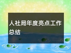 人社局年度亮點(diǎn)工作總結(jié)